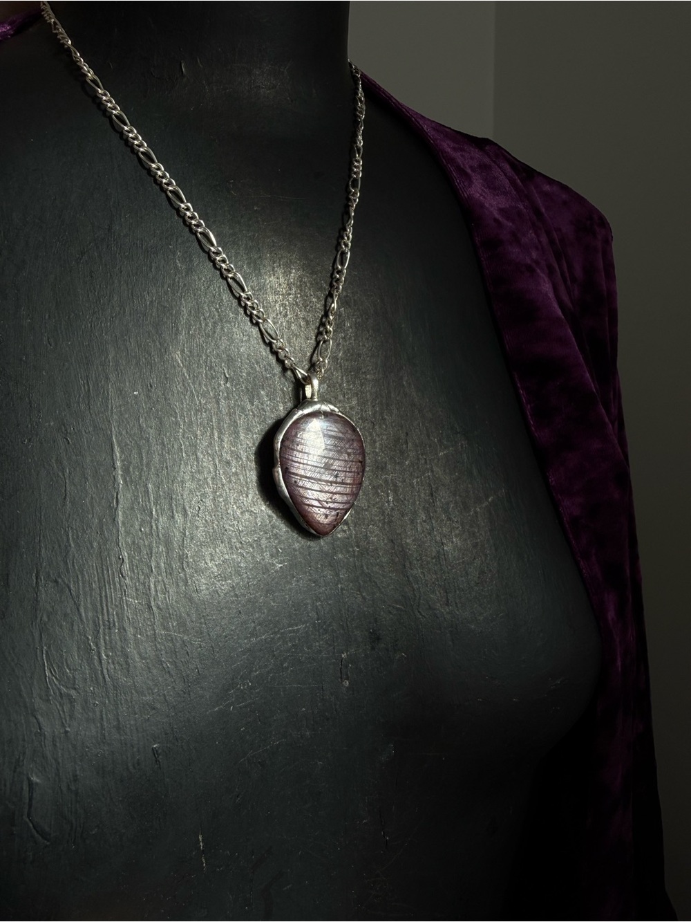 Ruby w flash crystal necklace pendant layering jewelry witchy boho luxe vibes